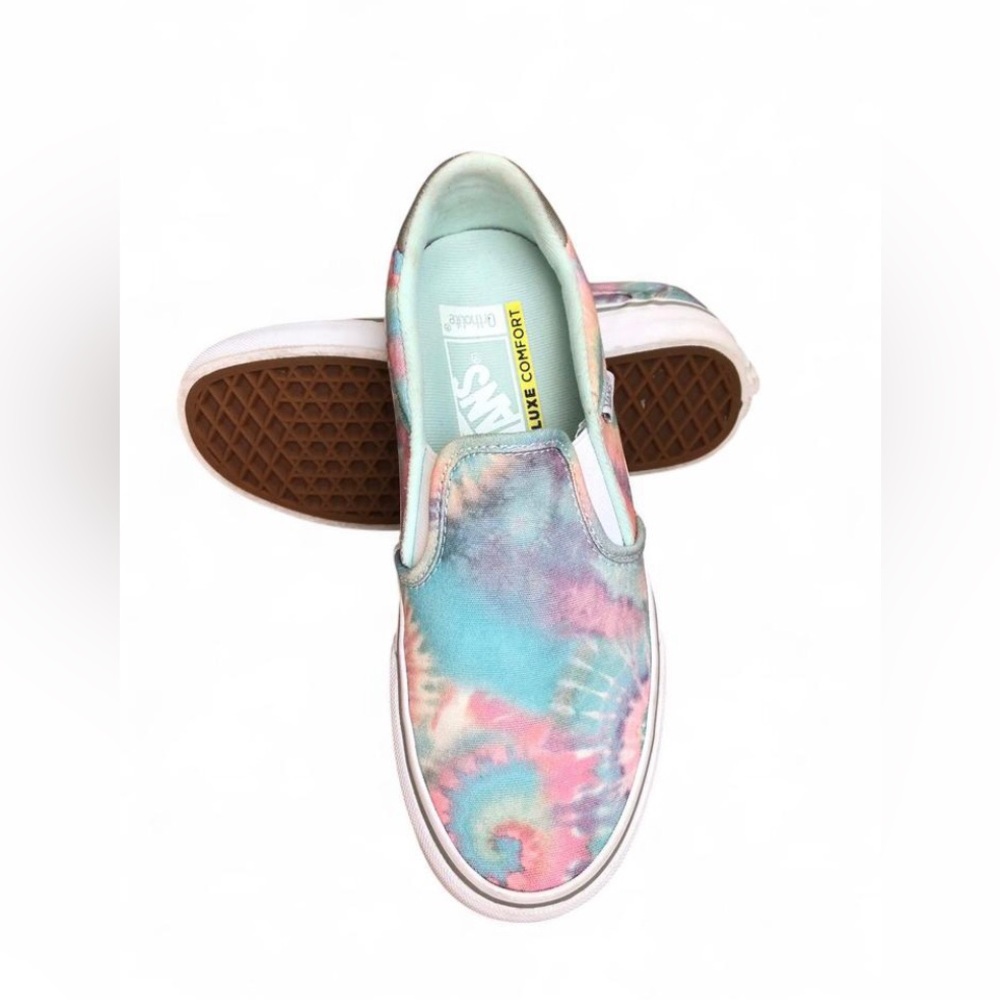 VANS Asher Deluxe Comfort Pastel Tie Dye Canvas Slip On Sneakers Womens 6.